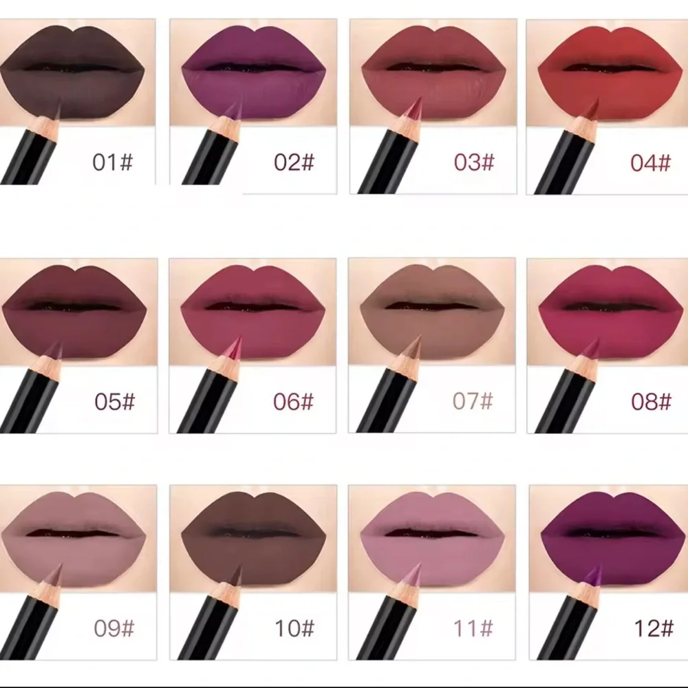 💎 NICEFACE 12 Piece Matte Lip Liner Pencils Waterproof New In Box Full-Size